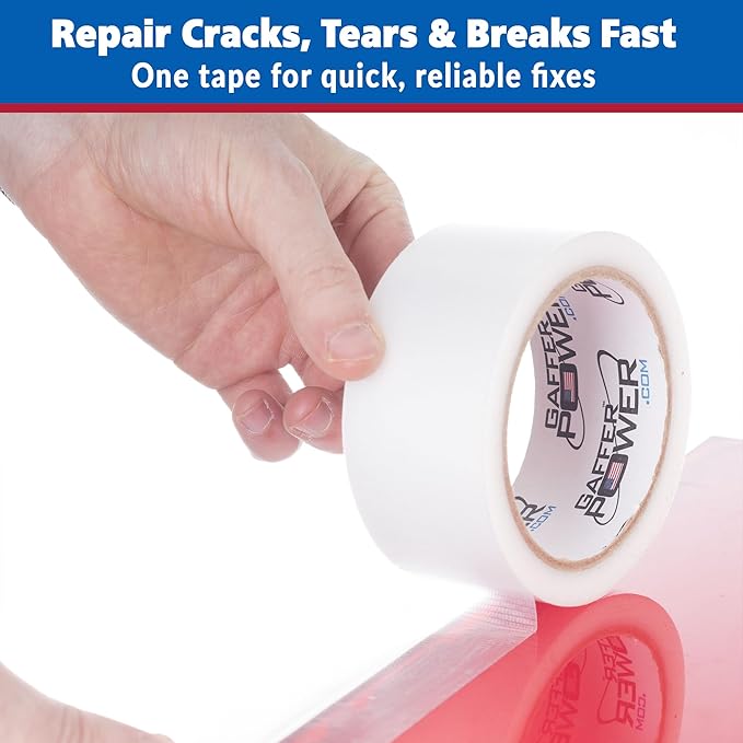 Gaffer Power Clear Repair Tape 2” x 20 Yards – Semi-Transparent Waterproof Duct Tape for Discreet Repairs, Sealing & Patching – Heavy Duty, Weather Resistant