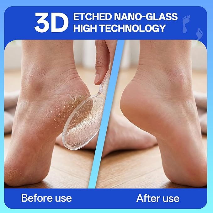 Nano Glass Foot File 8-Shaped Single-Side Callus Remover, Feet Scrubber Dead Skin & Heel Scraper for Cracked Heels, Professional Pedicure Tool for Women and Men