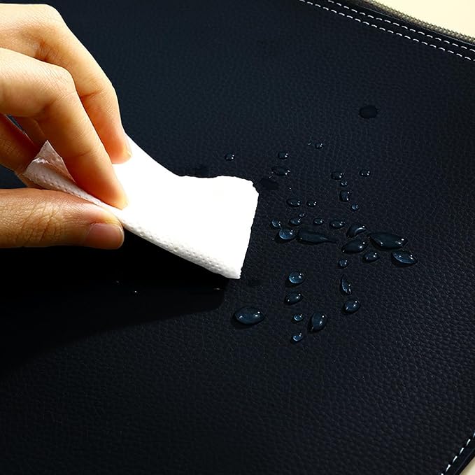 PU Leather A4 File Folder Zipper Document Holder Envelope Folder Case for Receipt Contract (Blue)