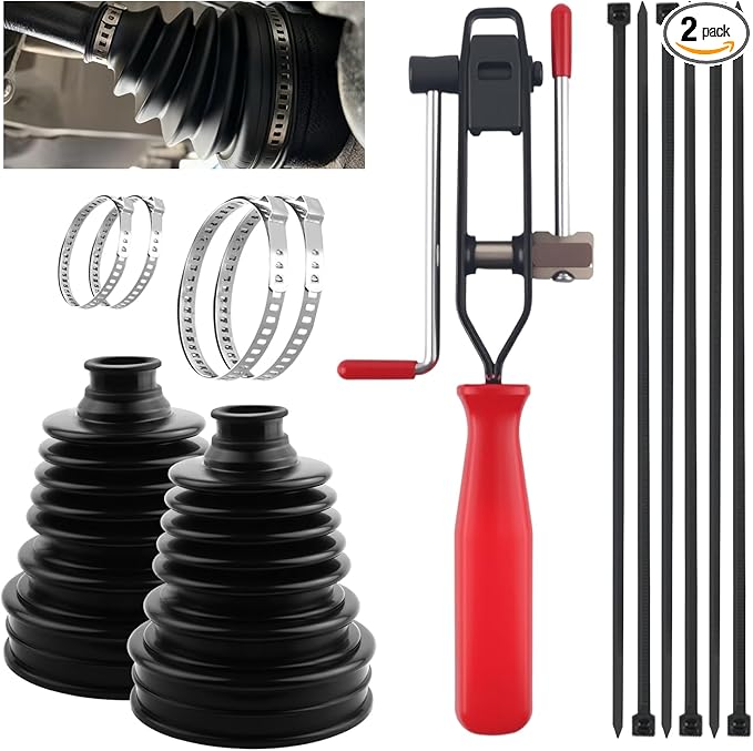 2PCS Thick Silicone Car CV Boot Repair Kit with CV Boot Clamp Tool for 2.42"/3.02"/3.52" Calibers,Cuttable CVs Axle Boots Repair Kit for Dust Protection,Upgraded CVs Joint Boots Kits