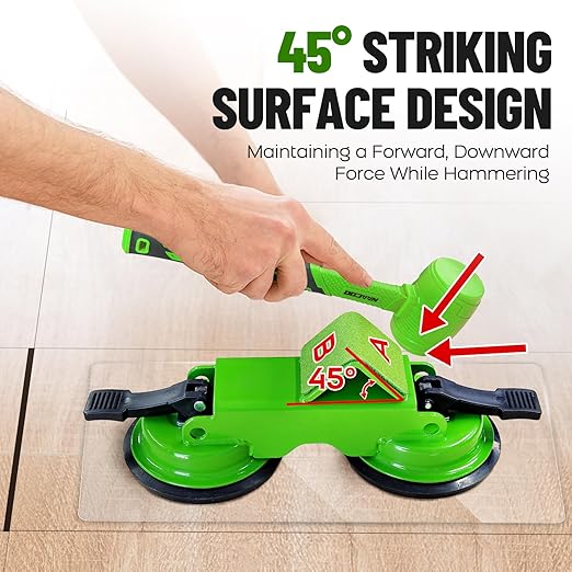 NAACOO Heavy Duty Floor Gap Fixer Tool, 45° Striking Surface Floor Gap Repair Tool with Dual Suction Cup, Made of Iron. with 5pcs Sticky Pads for Fixer Laminate/Vinyl Flooring Tools.