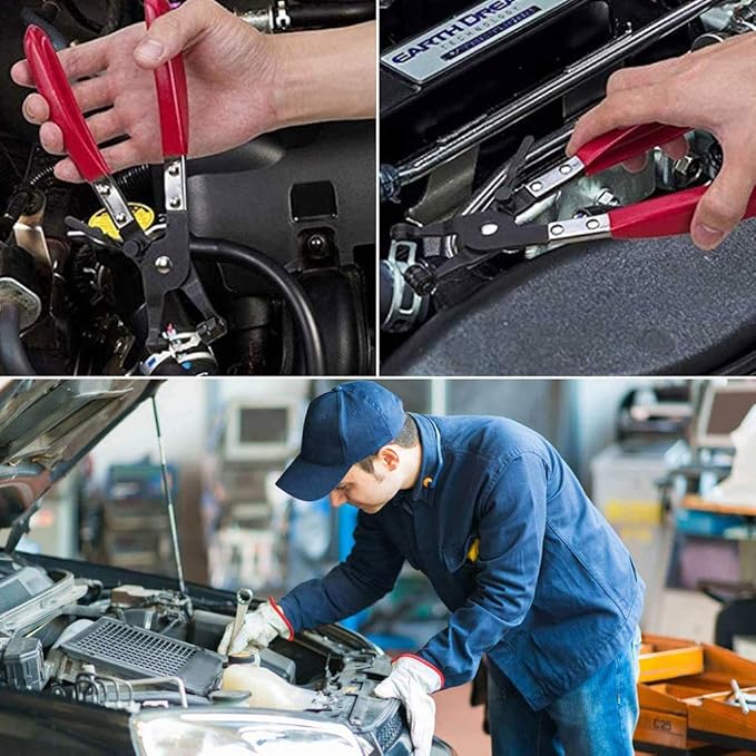 Wide & Flat band Hose Clamp Pliers, Coolant Hose Clips, Works on all Flat Band Style Hose Clamps of Removal and Installation,for Car Fuel Oil Water Pipe Repair Tools (Wide & Flat band Pliers)