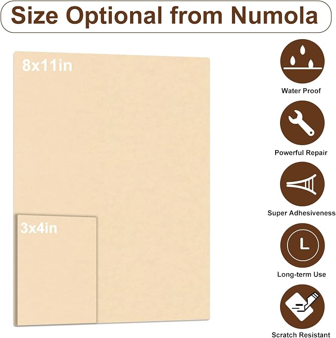 Numola Leather Repair Patch 3×4 inch Self-Adhesive Leather Repair Tape, Scratch/Holes Vinyl Repair Kit for Couch, Car Seat, Sofas, DIY Furniture Upholstery, Chair, Jackets, First-aid(Beige)