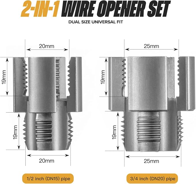 Pipe Thread Cutting Tool, Integrated Internal & External Pipe Threading Tool, Electric Drill Compatible PVC Pipe Threader Kit, 1/2" (DN15) 3/4" (DN20) Pipe Sizes Rethreading Tool