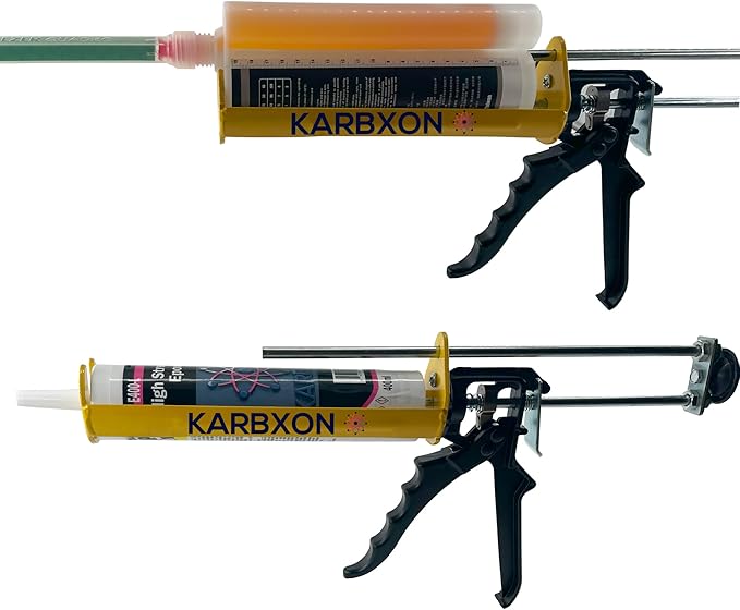 KBX58 Caulk/adhesive epoxy dispenser 400ml 3:1 mix 26:1 thrust ratio professional contractor grade heavy duty dual component & (9) piece caulk kit - Qty (1)