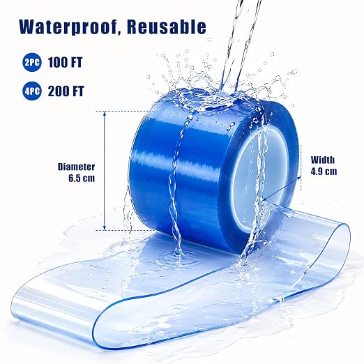 100ft Double Sided Self-Cling Amazing Tape, Non-Adhesive Reusable Vinyl Wrap Tape, Heavy Duty for Plumbing Repairs, Crafts, Sewing, Workshop and Daily Use(Total 100ft)