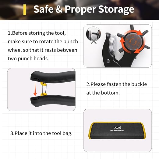 XOOL Upgraded Long Handle Leather Hole Punch Set, Punch Pliers with Effort-Saving Design, Ideal for Belts, Shoes, Saddles & DIY Leather Work