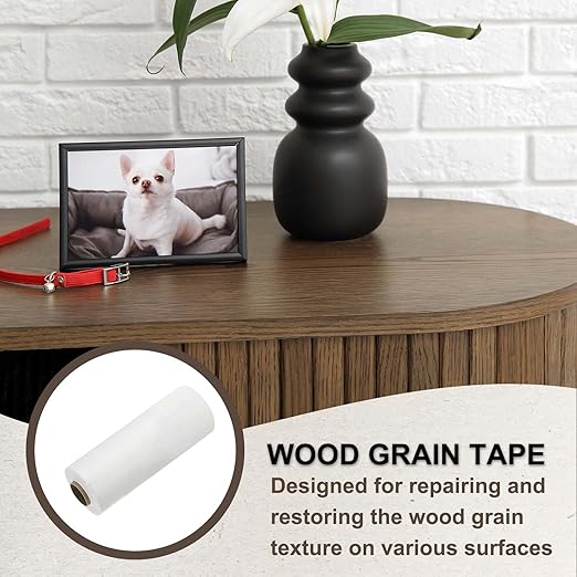 PATIKIL Wood Grain Tape 4.7" x 32 ft, Self-Adhesive Wood Texture Repair Tape Realistic Wooden Effect Patch for Furniture Cabinets Floor Walls, White Wood Grain
