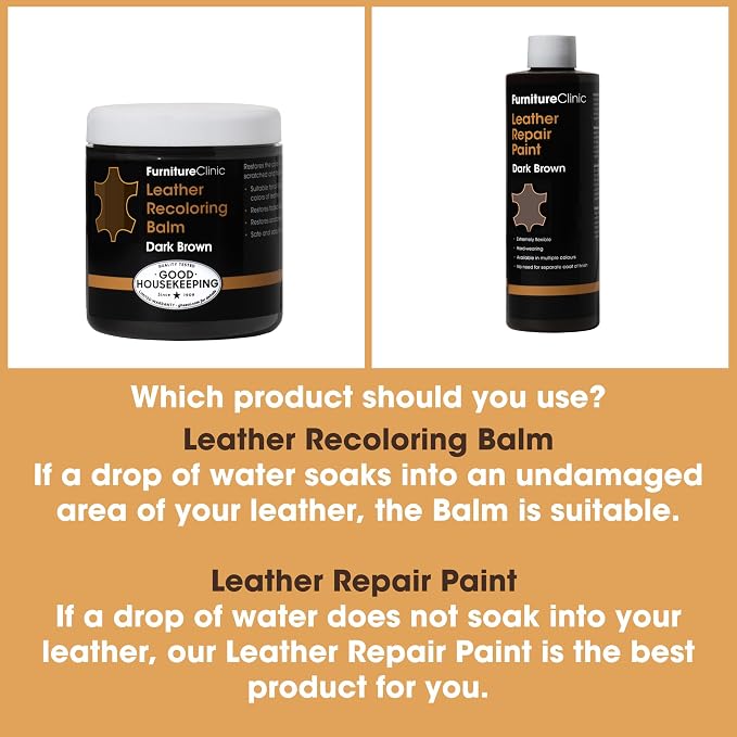 The Original Leather Recoloring Balm by Furniture Clinic - Black Leather Dye for Furniture, Couches & Car Seats - Restore Scratched, Faded, & Damaged Surfaces