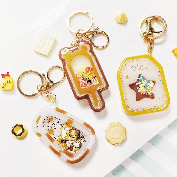 Resin Shaker Molds Set Kawaii Keychain Charms Pack of 9 Epoxy Silicone Trays Precision Tip Applicator Bottle Kit Bundle