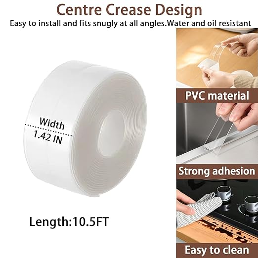 Traditional Caulking Replacement - Caulk Tape Waterproof Self Adhesive for Toilet, Bathroom, Bathtub & Floor Wall Edge Protection