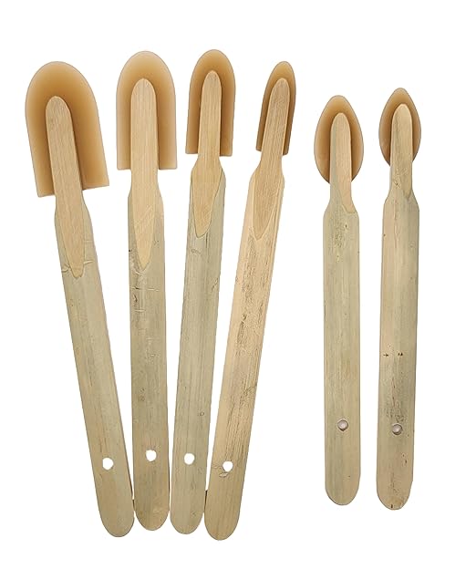 JMIBASIC Caulk Smoothing Tool Set, Assorted 6 Sizes with 2 Corner & Narrow Spatula, Silicone & Sealant Grout Applicator, Rubber Caulking Finisher (Wood)