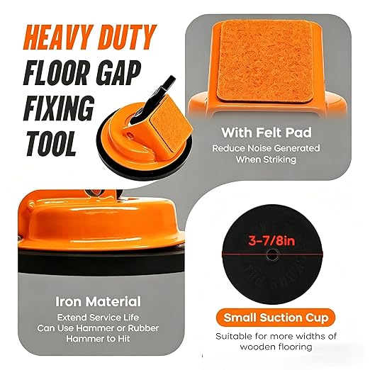 Heavy Duty Floor Gap Fixer Tool with Enhanced Suction Cup, Professional Laminate and Vinyl Plank Flooring Repair Kit, Includes Reusable Sticky Pads for Smooth and Textured Surfaces