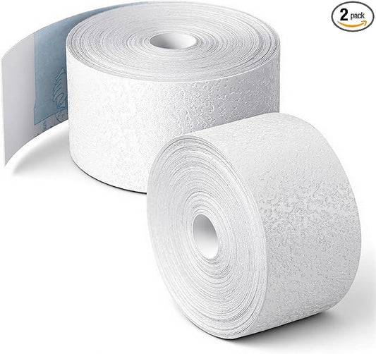 2 Pack Self Adhesive Crack Drywall Joint Repairs Tape 1.5'' x 32' Textured Roll Joint Tape Paintable for Walls Diatom Mud Finish Texture Tapes for Drywall Repair