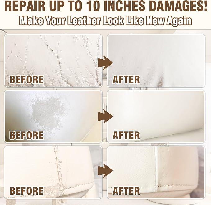 Vigorder Cream Leather Repair Kit for Furniture, Vinyl Repair Kit for Car Interior, Sofa, Purse and Jacket, Restore Any Material with Super Easy Instructions to Fix Scratches, Tears, Holes, Peeling