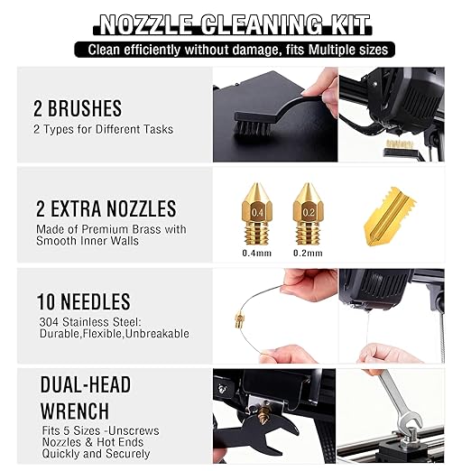 52-in-One 3D Printer Tools Kit, Professional 3D Printer Accessories & Maintenance Set for All FDM/SLA Printers, Deburring Tool, 3D Printer Nozzles, Scrapers, Files Set, PTFE Tube Cutter, Storage Bag
