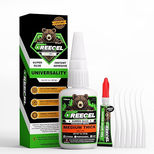 1 Oz Medium Thick Liquid Clear Super Glue + 3g Gel Glue, Cyanoacrylate Adhesive for Woodworking, Ceramic, Rubber, Metal, Glass, Model Making, 3D Printing, Crafts & Repairs