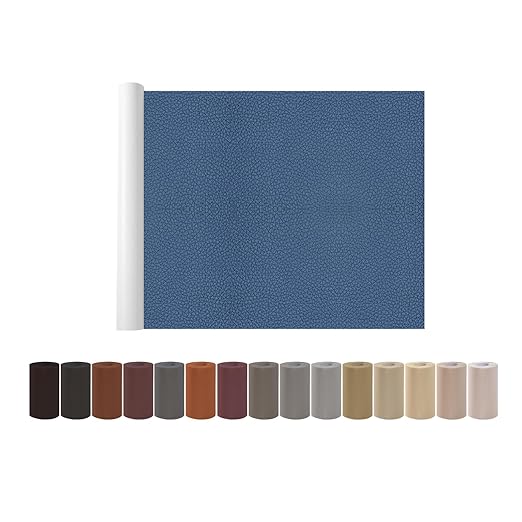 Leather Repair Patch Tape, Blue 17 x 61 Inches Self Adhesive Leather Repair Kit for Furniture, Car Seat,Vinyl Leather Repair Kit for Office Chairs, Bags, Luggage