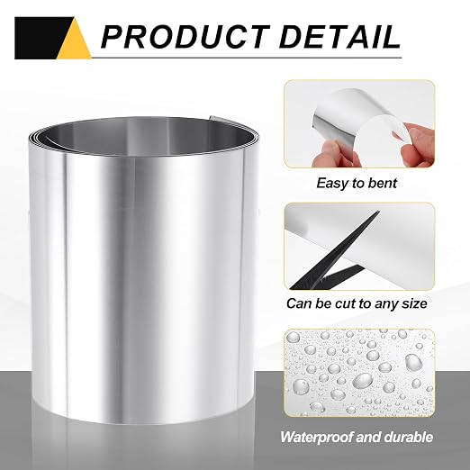 uxcell Aluminum Flashing Roll, 5in x 3.3ft Metal Roof Panels 0.3mm Waterproof Aluminum Sheet Roll for House Repair, Roof Flashing, Sealing Windows Doors, DIY Projects