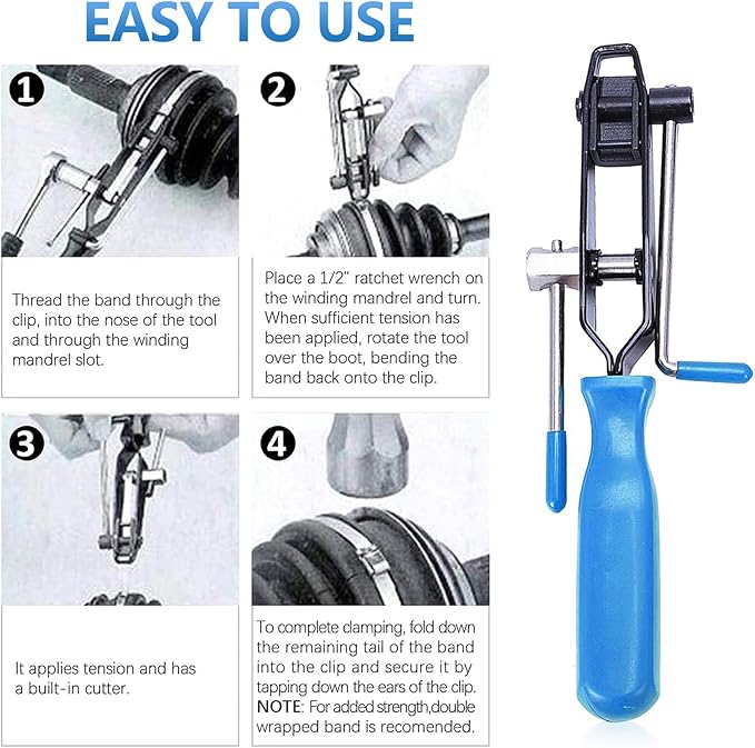 22Pcs CV Boot Clamp Pliers Set, CV Joint Ear Clamp Banding Tool, CV Axle Removal Tool, Automotive Hose Axle Plier, 2Pcs Ball Cage Dust Cover, 10 Sets of Adjustable Single Lug Ball Cage Clamps (Blue)