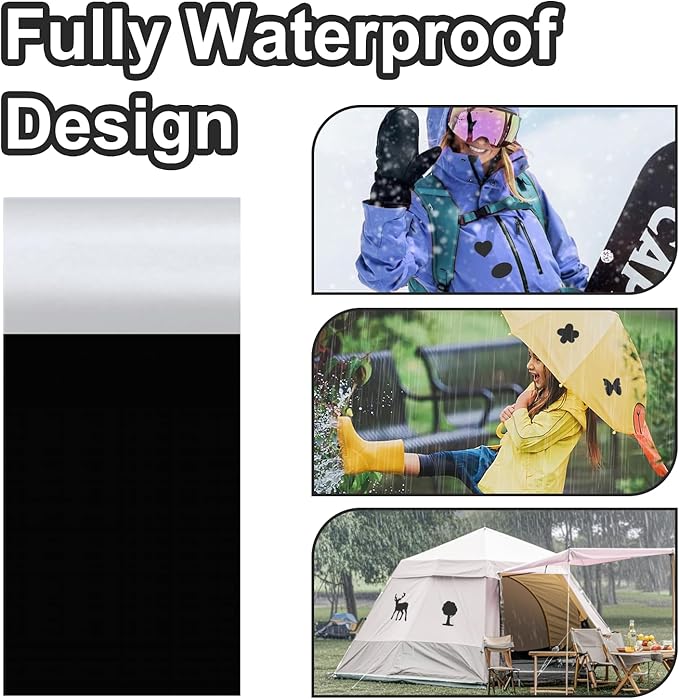 Waterproof Fabric Repair Tape Tent Repair Kit - Outdoor Gear Tenacious Fix Tape Self Adhesive Nylon Patches for Clothes, Tent, Down Jacket, Backpack, 78.8 x 3 Inches Black