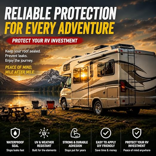 Trazon RV Roof Seal Tape 4 Inch x 55 Ft White - Professional Grade Butyl Sealant for RVs, Campers, Motorhomes, Trailers - Waterproof, UV Resistant, Easy DIY Leak Repair for Roofs, Vents, Windows