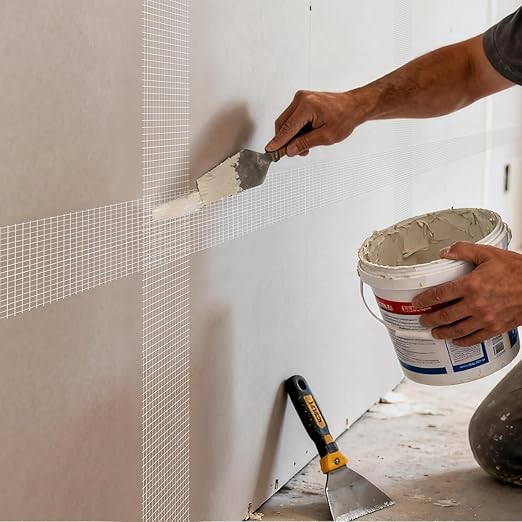 QILIMA Drywall Joint Tape 6 Inch x 75 Feet- Self-Adhesive Mesh Tape for Drywall Repair, Crack Fixing, Joint Taping, Easy to Apply, Heavy Duty Fiberglass Reinforcement