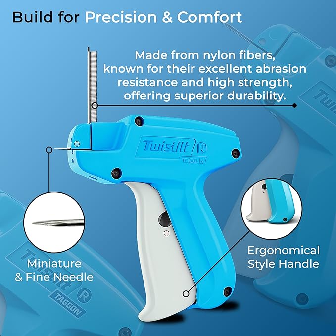 Stitch Gun for Clothes (Quick Fix Tool, Not a Sewing Machine), Handheld Clothing Tag Gun for Quick Clothing Repairs Includes 6 Needles, 1000 Black & 1000 White Fasteners (Blue)