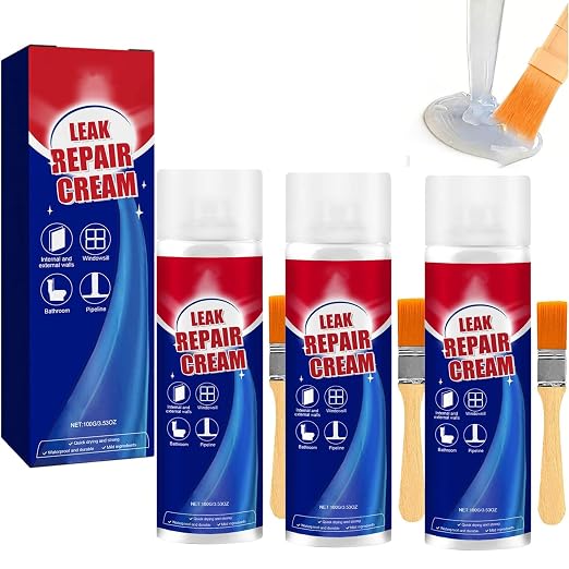 Leak Repair Cream,Leak-Repair Waterproof Sealant Spray,3.53 OZ Long Lasting Flex Stop Leak,Fast Drying Transparent Sealant for Roofs Pipes Crack (3,M)