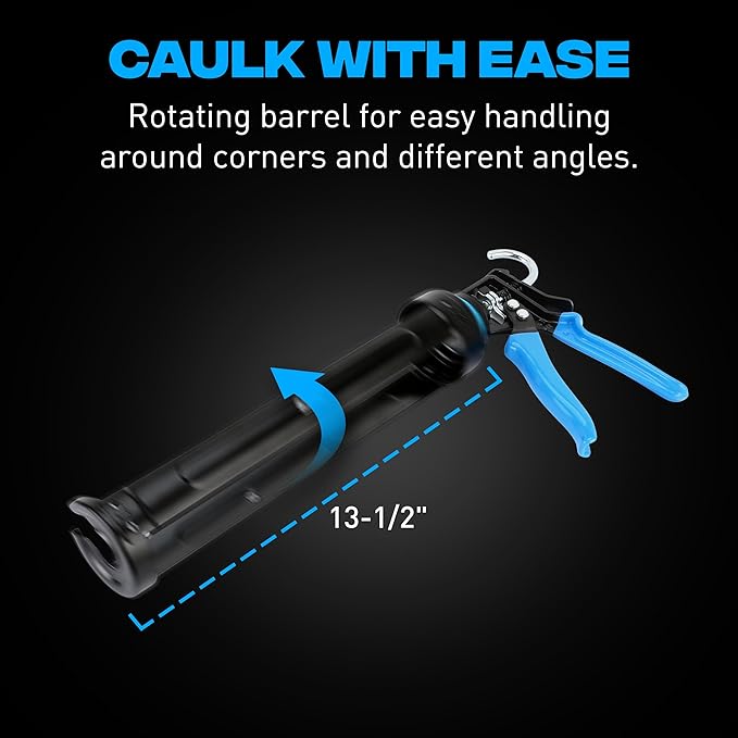 OX Pro 29oz Caulking Gun - Heavy Duty Steel Frame Large Caulk Gun 29 oz with 12:1 Thrust Ratio for Latex and Silicone