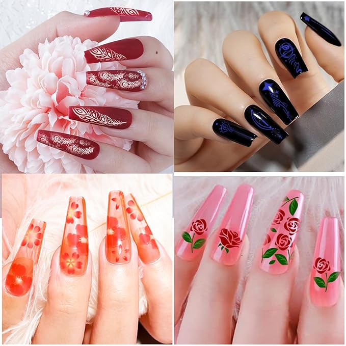Biutee Nail Stamping Plates Set 15PCS Nail Art Stamper Scraper Nail Art Stamping Kit with Storage Bag Gift Box Nail Stamp Template Kit Lace Flower Butterfly Star Holiday Design