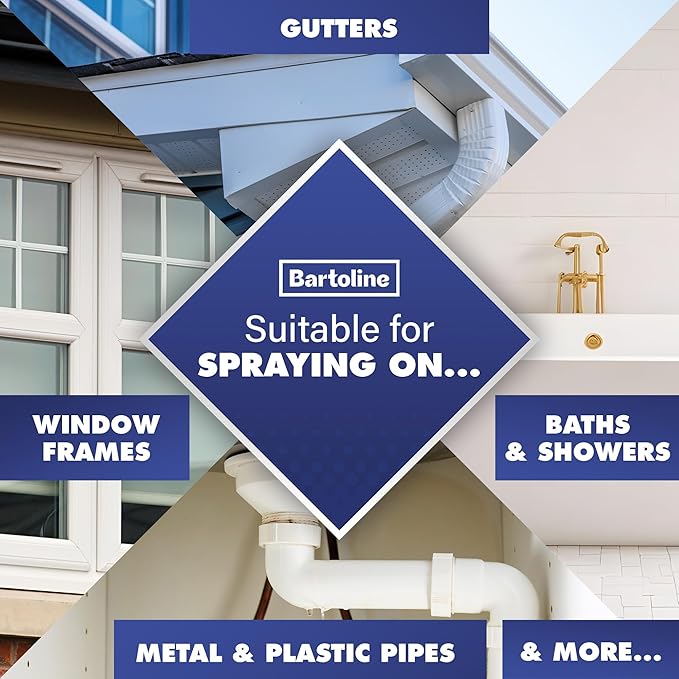Bartoline Leak Sealer Spray,White 13.5 oz - Waterproof Sealant for Roofs, Gutters, Pipes, Cracks & Outdoor Repairs Durable & Overpaintable - 400 ml