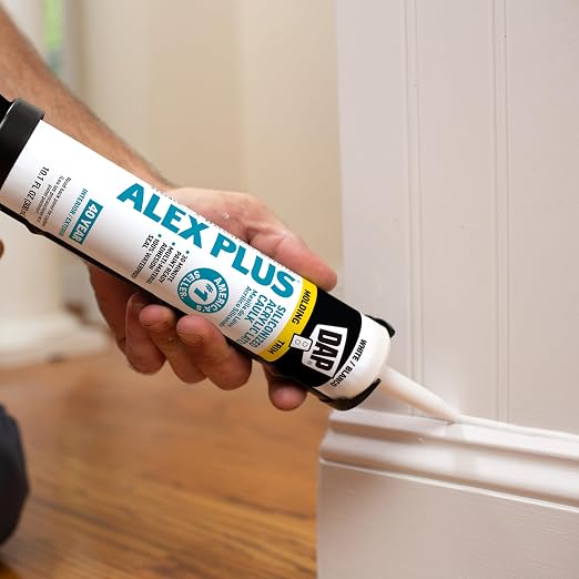 DAP Alex Plus Acrylic Latex Caulk, White, 10.1 Oz (7079818152) (Pack of 12)