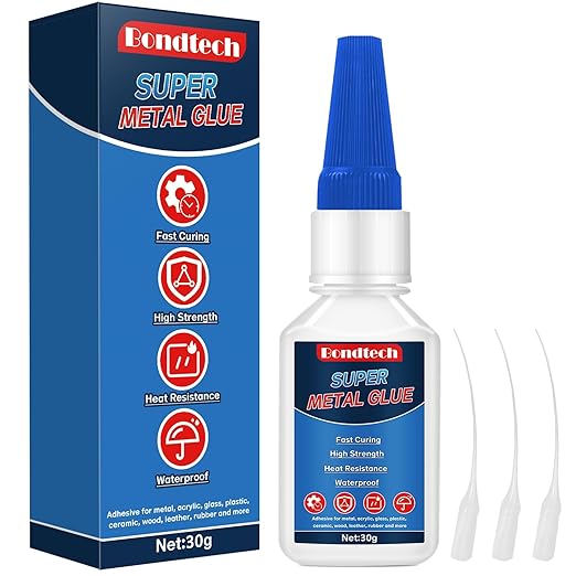 Metal Glue 30 g, Super Glue for Metal, Instant Clear Adhesive for Steel, Zinc, Aluminum, DIY and More, Waterproof, Heat-Resistant, with Anti-Clog Cap (Clear, 30 Grams * 1 Pack, Metal Glue)