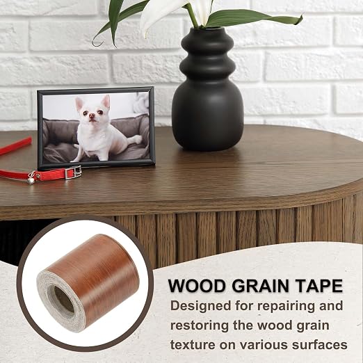 PATIKIL Wood Grain Tape 2" x 32 ft, Self-Adhesive Wood Texture Repair Tape Realistic Wooden Effect Patch for Furniture Cabinets Floor Walls, Yellow Wood