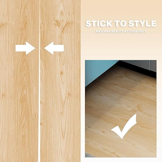 Wood Grain Peel and Stick Floor Tiles – 11.8” Width, Full Roll Length of 118" – Versatile Design for Any Space, Yellow Self Adhesive Vinyl Flooring, Waterproof and Non-Slip Features