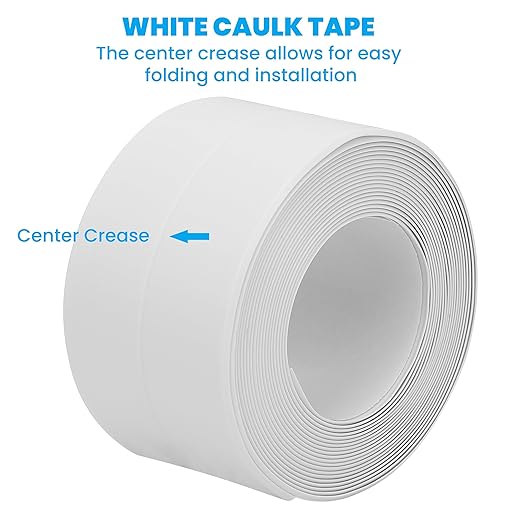 Caulk Tape 2 Rolls Self Adhesive Waterproof White Sink Caulking Sealant Tape, Bathroom Caulk Strip for Bathtub, Toilet, Countertop, Sink, Shower, Backsplash (White,1.5" x10.5Ft)