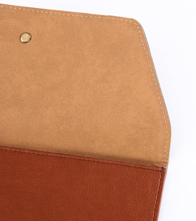 Leather File Folder for Documents,Important Document Folder with String Tie,Laptop Sleeve Notebook Case,Leather File Organizer,A4 Envelopes Filing Folder (Vertical, Brown)