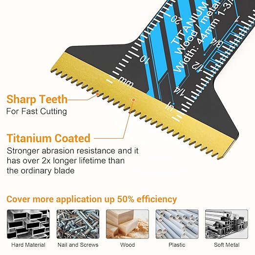 Oscillating Saw Blades, PECHAM 45PCS Professional Universal Titanium Multitool Blades for Wood Plastics Metal Quick Release Multi Tool Kits Fit Rockwell Ridgid Ryobi Milwaukee Chicago Craftsman