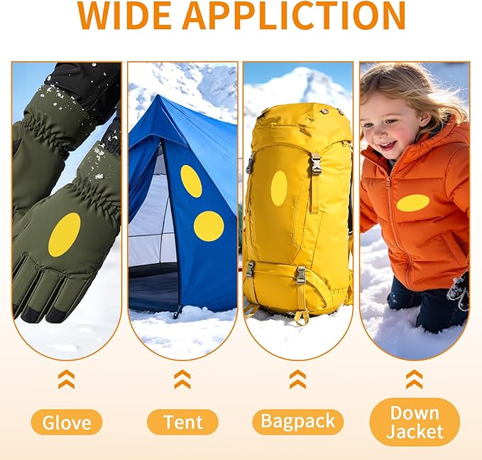 Waterproof Self-Adhesive Fabric Repair Tape - Tent Repair Kit,51pcs Nylon Fabric Patches for Tent, Jacket, Clothes, Puffer Down Jacket,Sleeping Bag, Outdoor Gear Tenacious Repairs Tape, Yellow