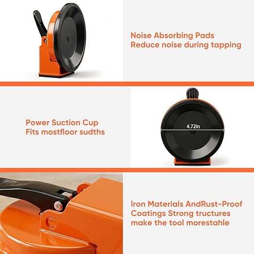 Floor Gap Fixer Tool, Heavy Duty Laminate Floor Gap Fixer Tool, Powerful Suction Cup Gap Repair Tool for Hardwood Floors, Tiles, Laminate, Vinyl Flooring (Orange + Hammer)