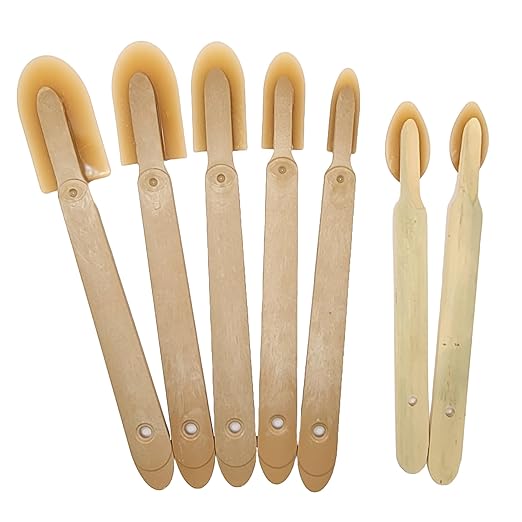 JMIBASIC Caulk Smoothing Tool Set, Assorted 7 Sizes with 2 Corner & Narrow Spatula, Silicone & Sealant Grout Applicator, Rubber Caulking Finisher (Plastic (2 Wood))