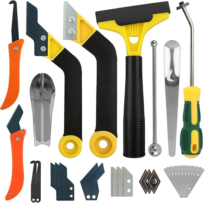 Grout Removal Tool Kit 37 Pack, Hand Grout Saw and Scraper Set with Replaceable Heads and 20 Extra Blades, Caulk Remover for Bathroom Shower Floor Tile Cleaning Repair