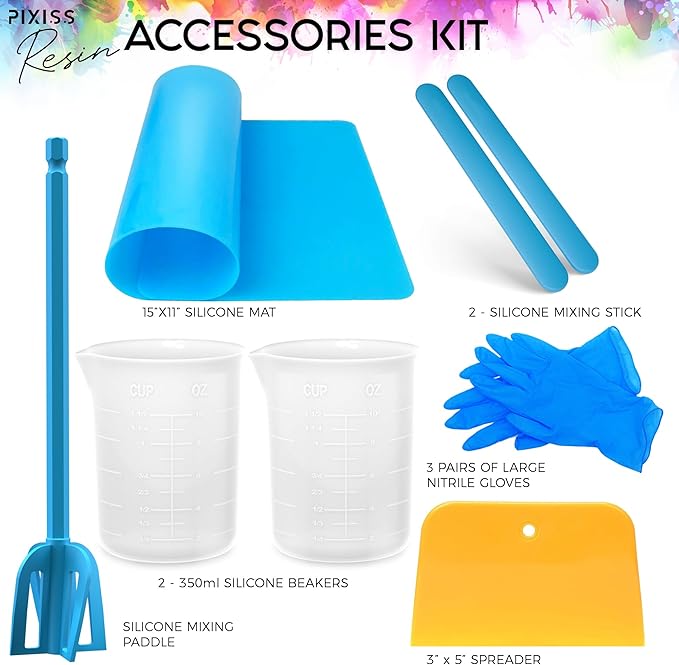 Pixiss Silicone Mold Making Kit (2 Gallon) Liquid Rubber Bubble Free Translucent Clear Silicone-Mixing Ratio 1:1-Molding for Resin Molds, Molds DIY (8.4kg/296oz Kit)