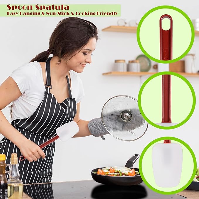 Silicone Rubber Spoonulas Pack of 3 (9.5/14/16-Inch), Commercial Silicone Spoonulas, Commercial Rubber Spatulas, Commerical Spatulas for Baking, Resistant to 500℉, Dishwasher Safe & BPA-Free