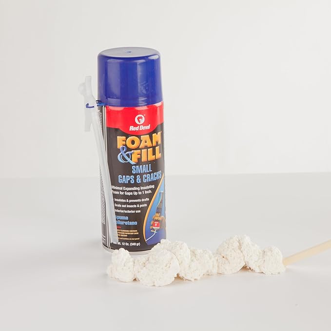 Red Devil 091312 Foam & Fill Small Gaps & Cracks Expanding Polyurethane Sealant, 12 oz, Off-White, Case of 12