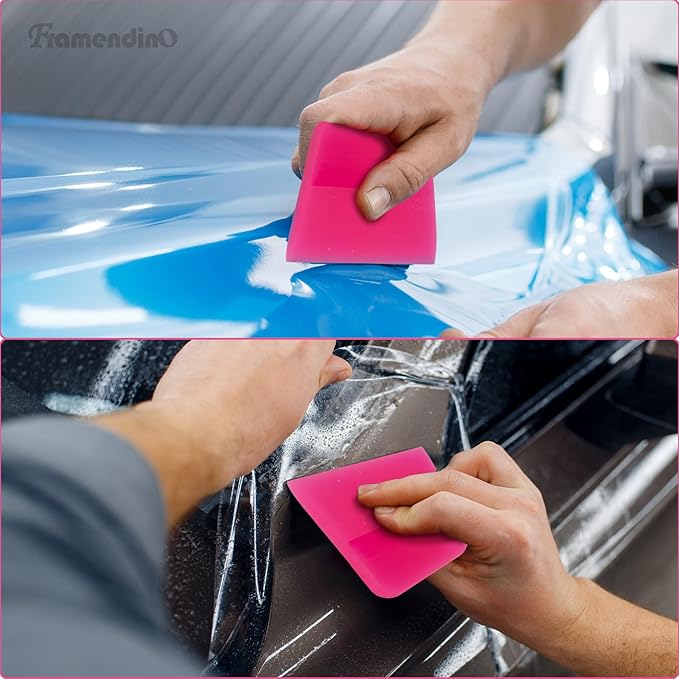 Framendino, 4 Pack PPF Squeegee Soft Silicone Rubber Scraper Anti Scratch Scrapers Window Edge Trimming Scarper for Car Vinyl Paint Protection Film Installation Tint Tool