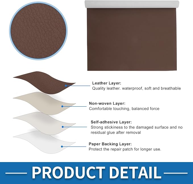 Self Adhesive Leather Repair Patch Strong Stickiness 19.6"x53.9" Leather Repair Tape PVC Faux Leather Light Brown 1 Pcs