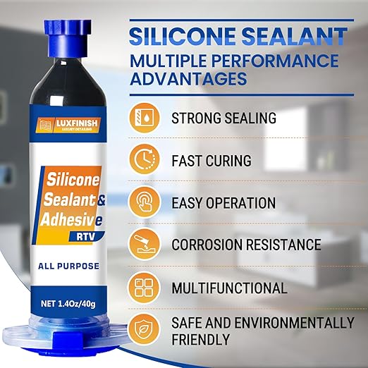RTV Silicone Sealant Adhesive – 100% Waterproof Silicone Caulk for Automotive, Window, Bathroom, Kitchen – High Bond, Shrink & Crack Resistant – Black(1.4oz/40g)
