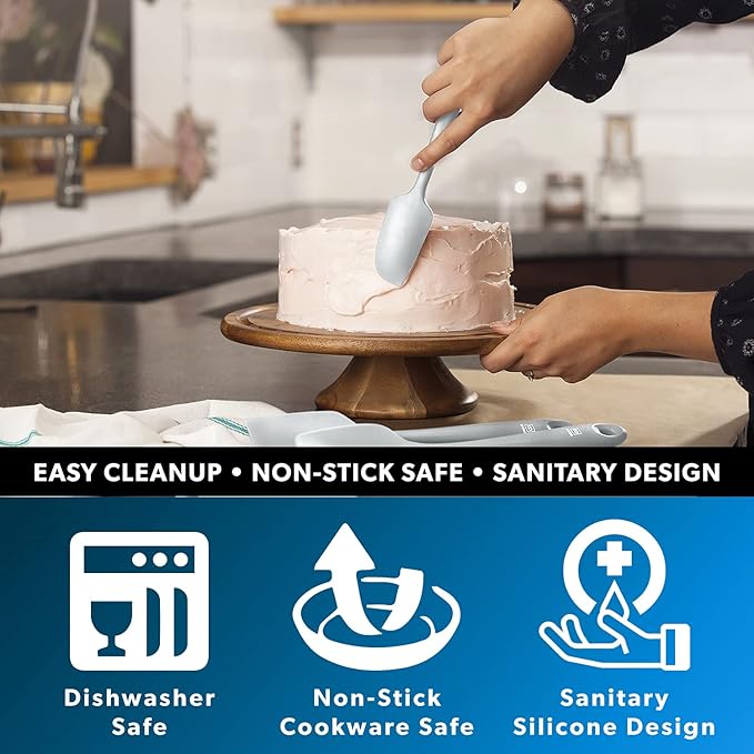 DI ORO Mini Spatula - Small Spatulas Silicone Heat-Resistant up to 600°F - Silicone Kitchen Scraper for Baking & Cooking BPA Free - Mixing Spatula Dishwasher Safe - Nonstick Cookware Safe (Stone)